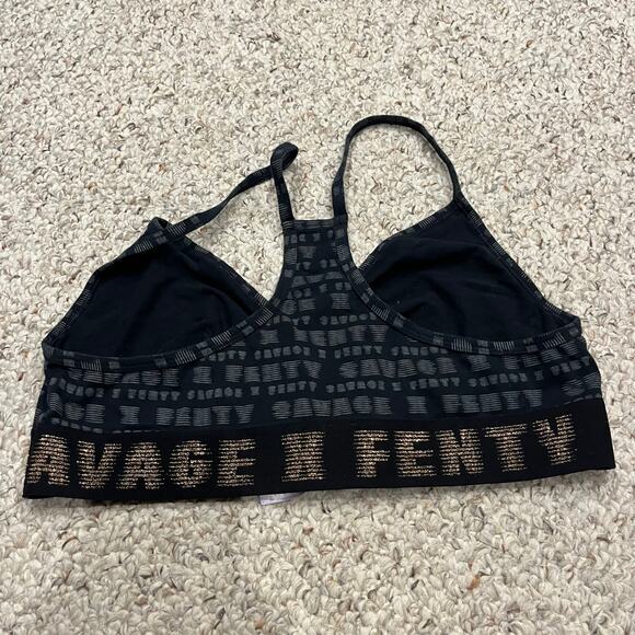 Savage X Fenty Bralette Sz XL Black PRinted Light Support Metallic - Picture 4 of 6
